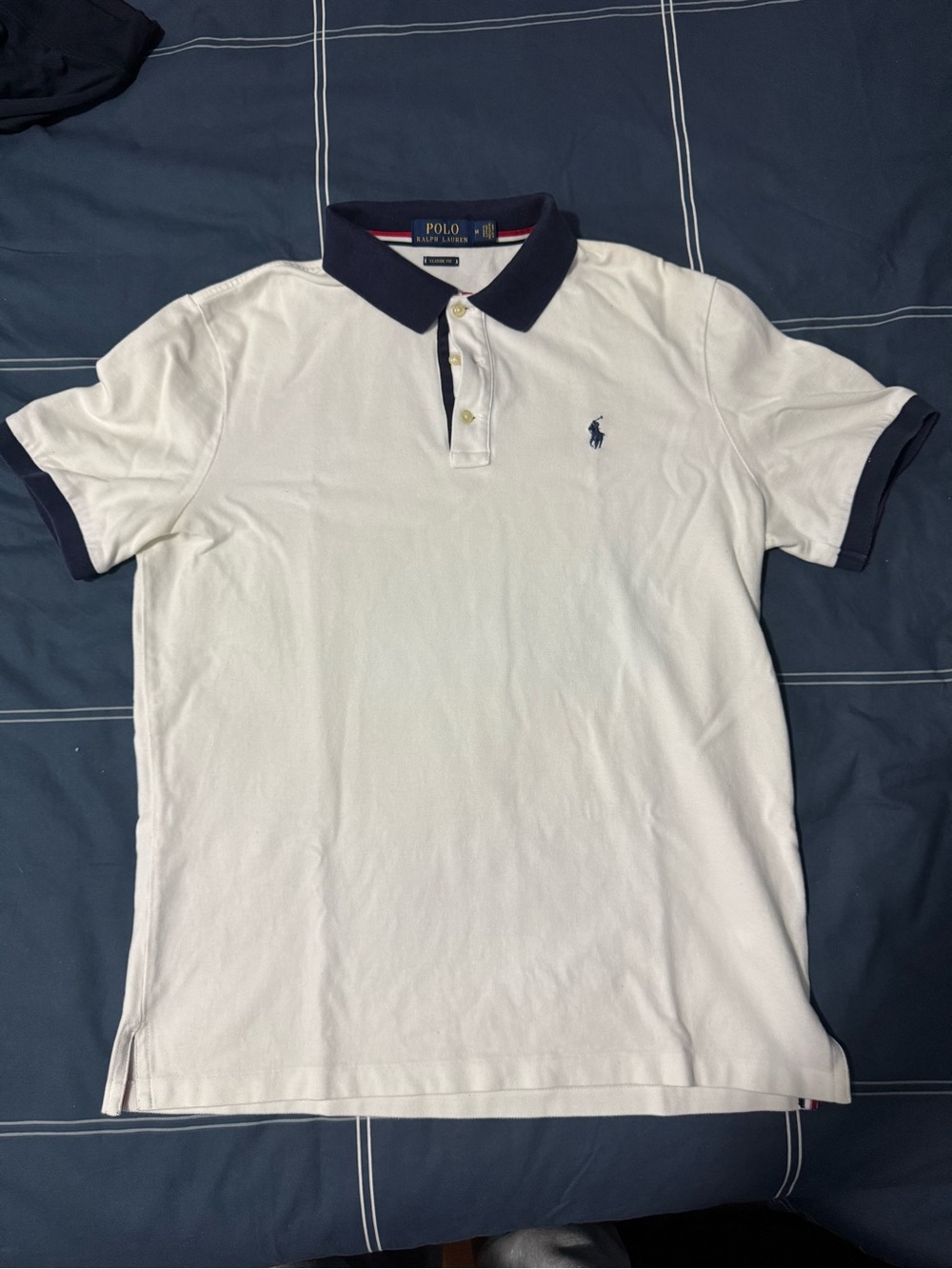 Polo Ralph Lauren Classic Fit Polo Shirt White and Navy